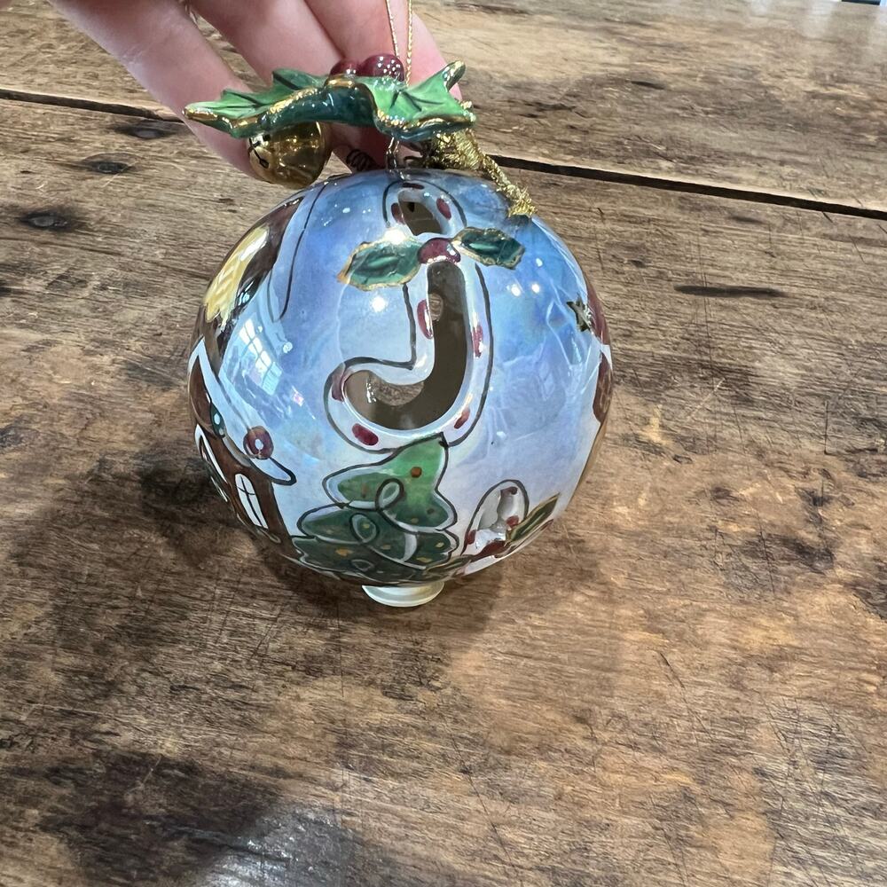 Iridescent Opalescent Reverse Painted Santa Ornament - Picture 5 of 8